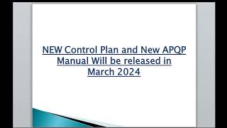 New Control plan and NEW APQP  Latest news [upl. by Wilmott741]