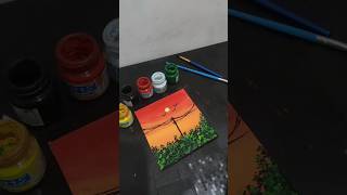 sunset painting acrylic easy for beginnersshorts❤💛🧡 [upl. by Olivann]