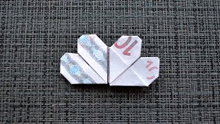 Origami ZWEI HERZEN Geldgeschenk GELD FALTEN  Money TWO HEARTS  Tutorial by Euro Origami [upl. by Madeline]