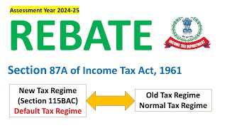 Rebate under section 87A of the Income Tax Act 1961  CA Jitendra Kumar [upl. by Katusha]