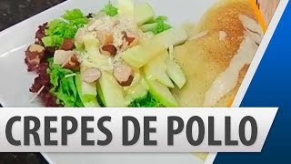 Crepes de Pollo con Champiñones  Recetas de cocina [upl. by Kliber200]