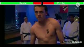 Hawk vs Robby with healthbars tournament fight Cobra Kai Season 4 [upl. by Hekker731]