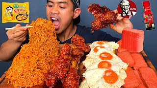 Lebaran MUKBANG SAMYANG KEJU  KFC SAOS SAMYANG  10 TELUR  DAGING KOTAK [upl. by Acirretal]