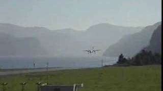 Dash8 landing Sandane Wideroe [upl. by Ruenhcs]