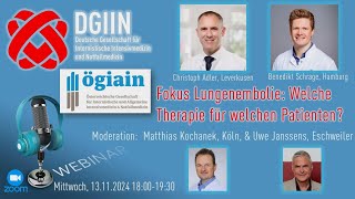 Webinar Fokus Lungenembolie Welche Therapie für welchen Patienten [upl. by Klump]