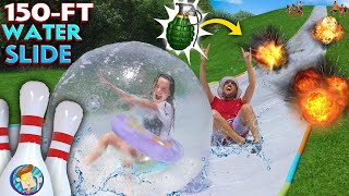 WATER SLIDE OLYMPICS FV Familys 150ft Slip amp Slide Challenge Games [upl. by Etteval876]