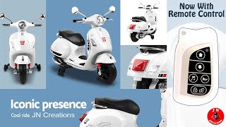 Vespa 12V Rechargeable Rideon Scooter for Kids With Double Motor Battery And Remote Control [upl. by Weisman]