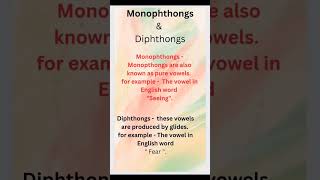 MonophthongsDiphthongs  Monophthongs and Diphthongs with example [upl. by Nhor]