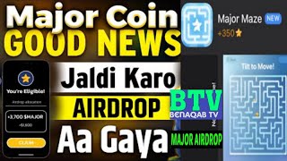 major airdrop update  major airdrop conversion ratio  major new game majorairdrop [upl. by Phelia]