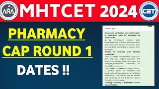 ✅ B PHARMACY ADMISSION PROCESS 2024 🔥 mhcetcaproundcapround1pharmacy [upl. by Nylrehs421]