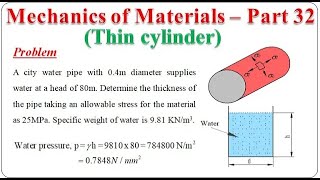 Mechanics of Materials Part 32  Thin cylinder  Numerical examples  BME301 [upl. by Esialb]