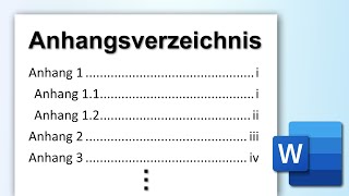 WORD separates Anhangsverzeichnis erstellen [upl. by Nawram995]