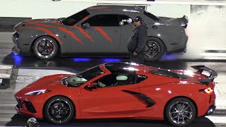 Hellcat vs C8 Corvette  drag racing [upl. by Amble]