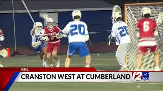 Cranston West tops Cumberland in Div II boys lacrosse [upl. by Atilal]