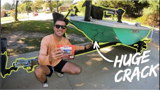 How to Repair A Crack in a Fiberglass Boat EASY DIY Project [upl. by Hwu]