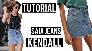 Tutorial  Transformando uma calça jeans na saia da Kendall Jenner [upl. by Wilkison]