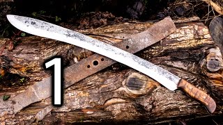 Forging a Kopis Short Sword Out of a Lawnmower Blade Part 1  Forging the Blade [upl. by Aixela]