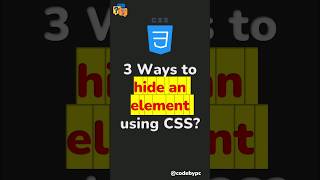 3 Ways to hide an element using CSS  CSS Interview Questions shorts css3 [upl. by Kreegar769]