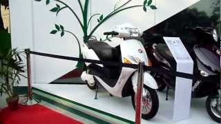 EcoFriendly Electric Scooters outside Hall 18 at Auto Expo 2012 New Delhi India [upl. by Saoj352]