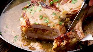 Stuffed Pork Chops  Bacon Apples and Fantastic Gravy [upl. by Gelman]