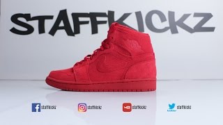 Jordan 1 High Red Suede  REVIEW  ON FEET [upl. by Ailalue]