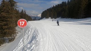 Morillon  GoPro POV skiing and struggling down steep Red run called Paccoty in March 2022 [upl. by Panter997]