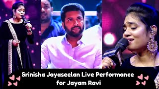 சந்தோஷத்தில் Jayam Ravi😍Jayam Ravi பாடலை பாடி அசத்திய Srinisha Jayaseelan❤️ Behindwoods 2022 [upl. by Airbmat]