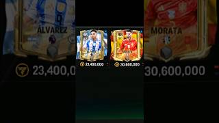 ÁLVAREZ vs MORATA FC card comparison 🔥🔥 fcmobile fifa fifamobile football soccer eafc24 [upl. by Ahsiekahs]