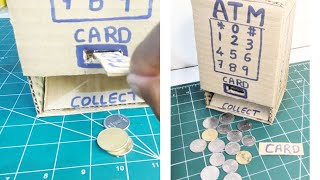 How to make ATM machine cardboard  coin bank  diy atm [upl. by Bonney]