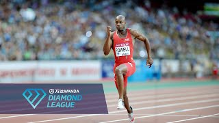 Asafa Powell runs one of the fastest times EVER in Paris  Wanda Diamond League [upl. by Lorrad]