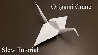 Origami Crane  How to Make the origami Crane  Slow Tutorial [upl. by Aihselat743]