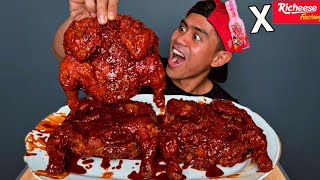 GILA MUKBANG 3 EKOR FLYING CHICKEN RICHEESE PAKE 3 BOTOL SAOS SAMYANG [upl. by Gujral380]