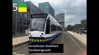 GVB  Amsterdam  Lijn 5  Amstelveen Stadshart  Zoutkeetsgracht  14G Combino  2023 [upl. by Ettennek]