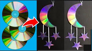 Cómo Hacer 🌙 LUNA y Estrellas⭐ de CD  IDEA DE DECORACIÓN DIY GENIALES Y BARATAS PARA HACER con CDs [upl. by Jenica]