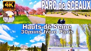 🇫🇷PARC de SCEAUX Cherry BlossomsChateau de Sceaux HautsdeSeine departmentFRANCE【4K】 [upl. by Einobe273]