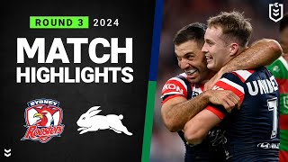 NRL 2024  Roosters v Rabbitohs  Match Highlights [upl. by Nwadal]