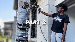 SURPRISE DUCT TAPE CHALLENGE PT2 He ditched me and sprayed me 😡 [upl. by Ewell]