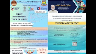 ANNAMALAI UNIVERSITY  Viksit Bharat2047 Voice of Youth [upl. by Nnaed]