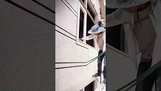 Construction process of exterior wall stone paint decorative line [upl. by Peggie408]