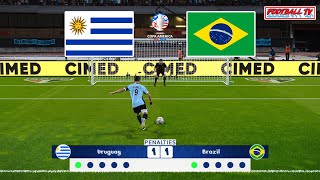 URUGUAY vs BRAZIL  Penalty Shootout  Copa America 2024  PES Gameplay Video [upl. by Lever]