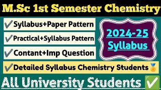 MSc 1st Semester Chemistry New Syllabus 202425  All University Hindi amp English Students msc [upl. by Courtund]