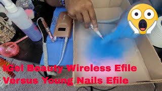 IGel Beauty Pro Wireless Efile Versus Young Nails Efile review igelbeauty youngnails nailart [upl. by Einattirb90]