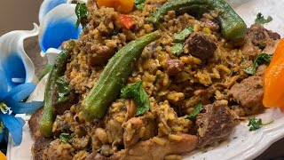 GUYANESE COOKUP RICE  DELICIOUS BLACK EYED PEAS W CHICKEN amp BEEF candythaglamcook RECIPE [upl. by Niar]