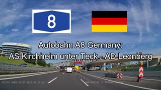 Germany A8 Stuttgart AS Kirchheim unter Teck  AD Leonberg [upl. by Capp]