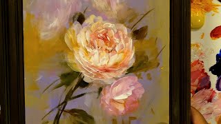 Brushups How to paint Flowers Peonies with acrylics [upl. by Pacorro941]