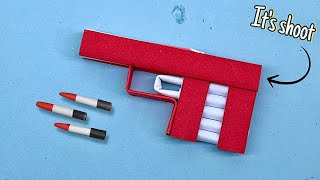 How to make paper gun with rubber band at home  diy paper gun  diy [upl. by Ybloc142]