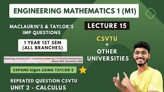 Taylors Theorem  Important Question  Engineering Mathematics 1 M1  BTECH 1st Year [upl. by Worth]