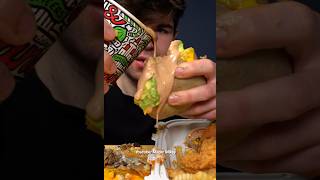 Eating Chipotle Burrito with Raising Cane’s Sauce asmr mukbang shorts burrito canes [upl. by Beaufert]