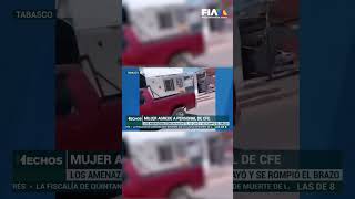 Mujer agrede a un trabajador de la CFE con un machete después se cae y se rompe el brazo [upl. by Brody]