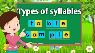 Types of syllables English grammar syllable worksheetkidseducation [upl. by Piggy]